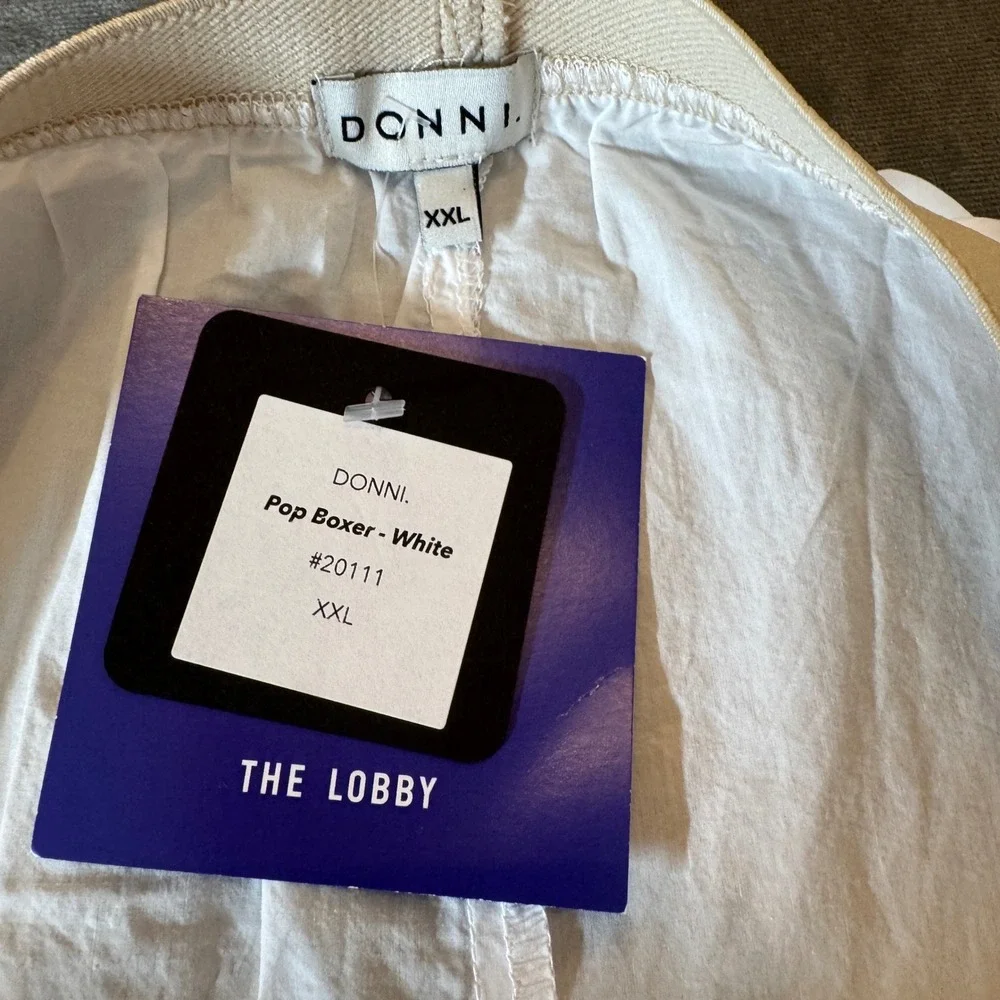DONNI Women Pop Boxer XXL White Cotton Elastic Waist Button Fly Minimalist